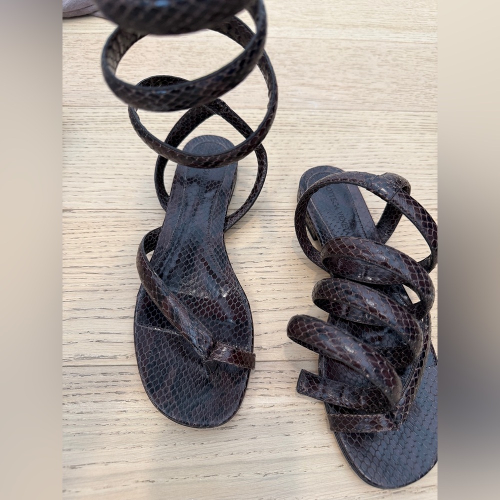 Bottega Python Embossed Leather Sandals - image 6